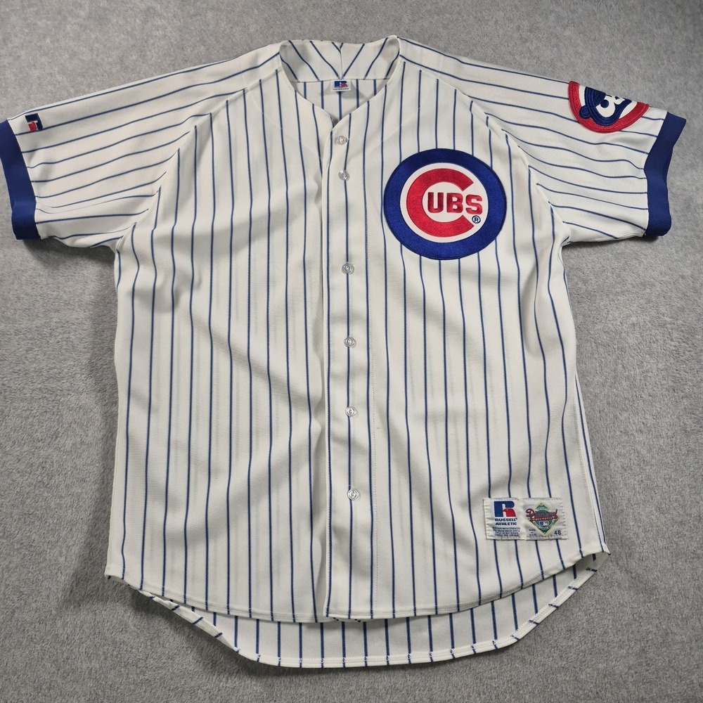 90S RUSSELL ATHLETIC Chicago Cubs Pinstripe Diamond Collection XL 48 Santo 10